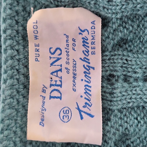 Vintage Trimingham’s Bermuda x Deans of Scotland Teal Wool Cardigan - Size S - Picture 9 of 10